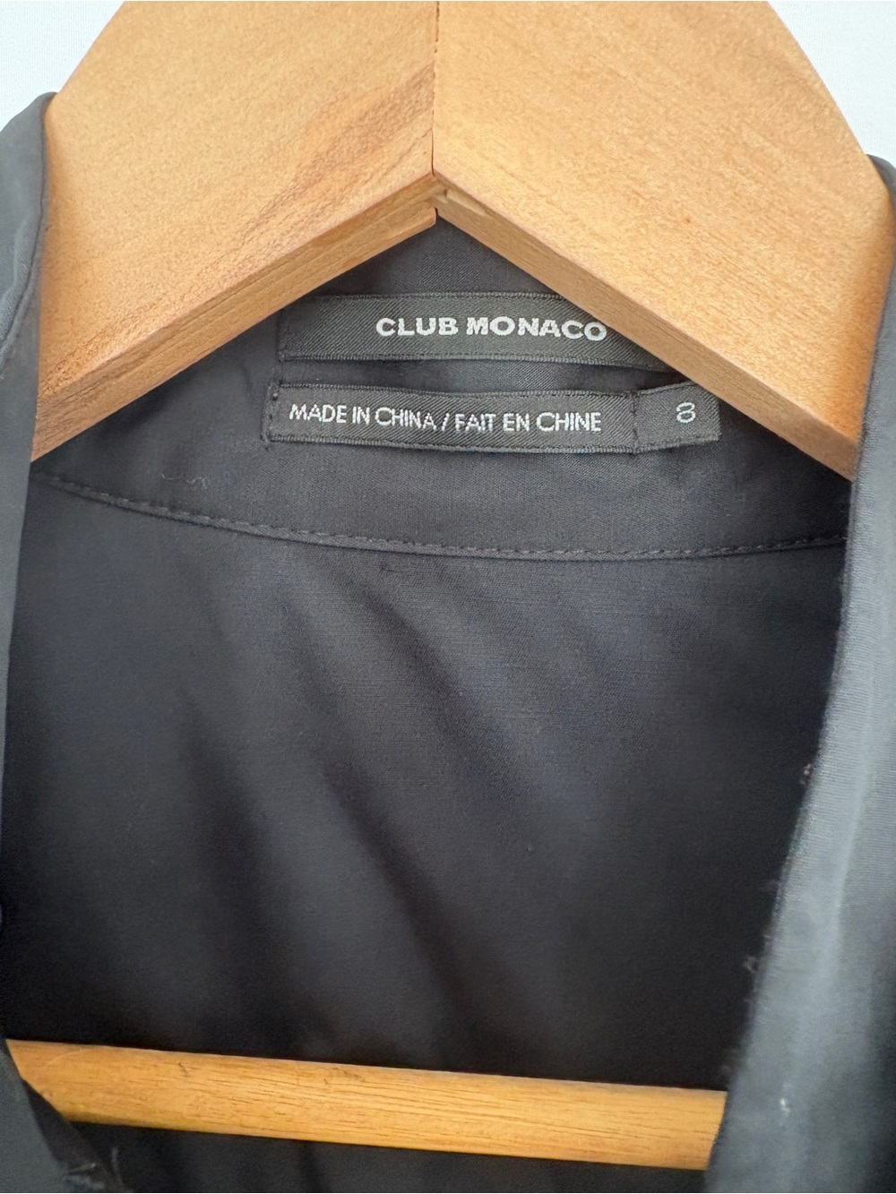 Club Monaco Tie Neck Black Shirt Dress Vintage 2000s Above Knee 3/4 Sleeve Sz 8 - Picture 8 of 9